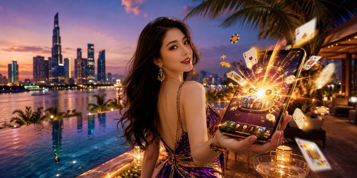 Người dùng tại bãi biển Hồ Chí Minh trải nghiệm trò chơi bài trên thiết bị di động với nền tảng 796